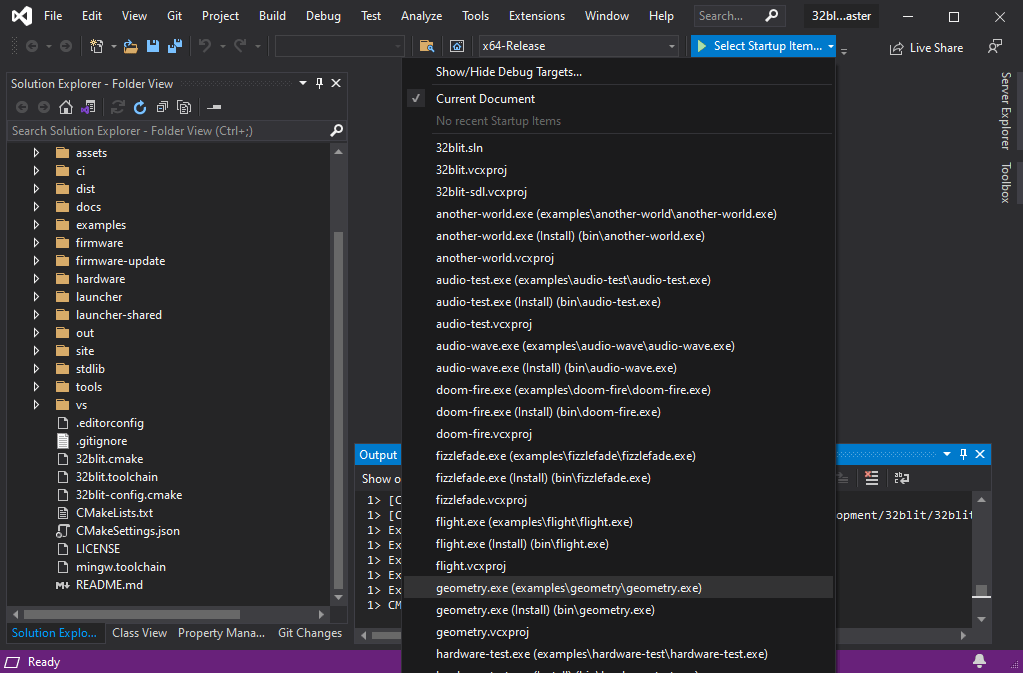 Visual Studio CMake Startup Item